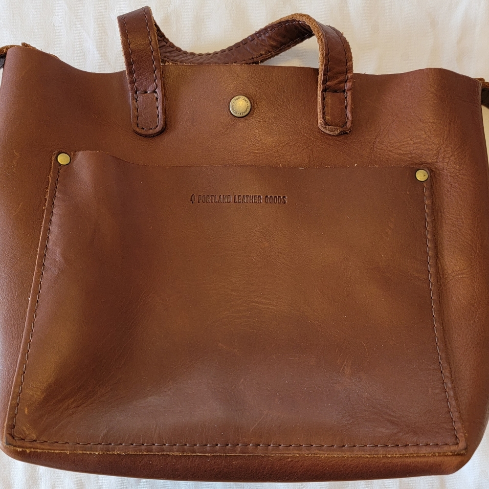 Portland Leather Company Mini Crossbody bag, Honey brown color smooth leather